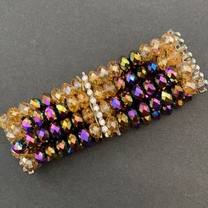 6” wrist bracelet- gold and purple crystal beads